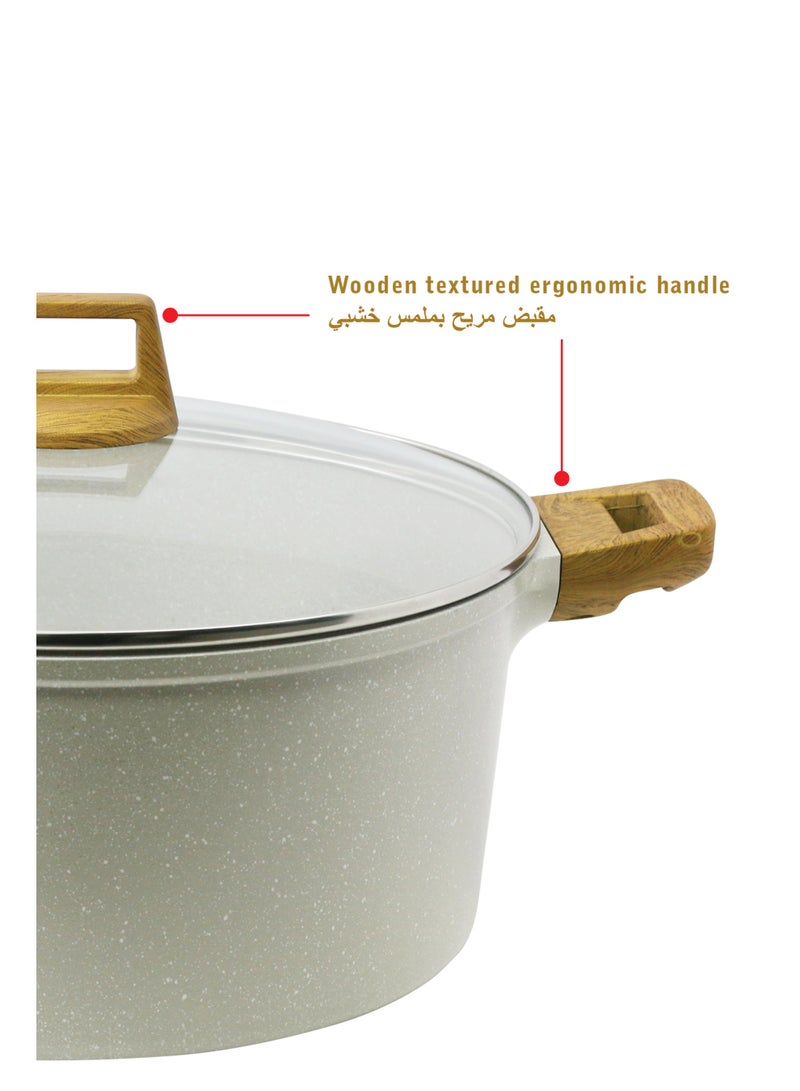 Bergner 28cm (5L) Cast Aluminum Casserole Dish with Glass Lid & Trivet, Non-Stick Marble Coating, Less Oil Use Healthy Cooking, Even Heating, Scratch Resistant, Induction & Gas Stove Compatible - Image 4